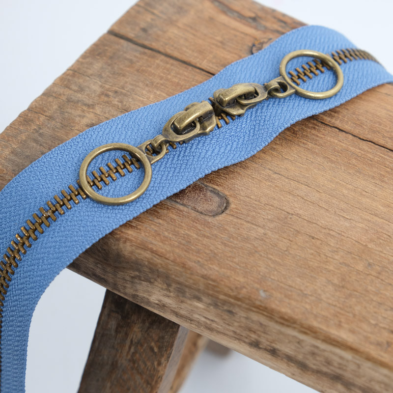 40cm Double-Slider Circle Zipper in Brass - Maison Klem